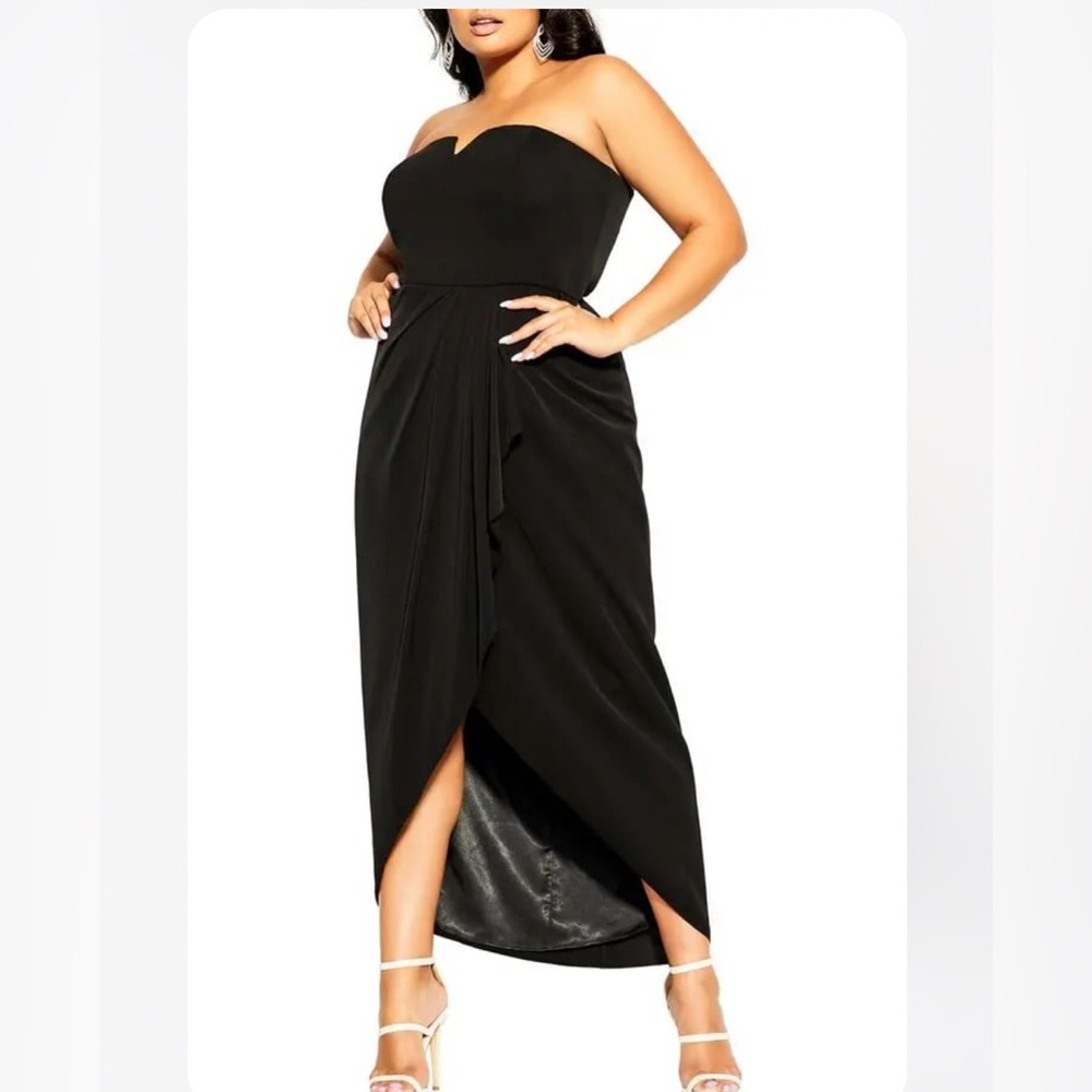 NWT CITY CHIC Beloved Strapless Midi Dress Black 18